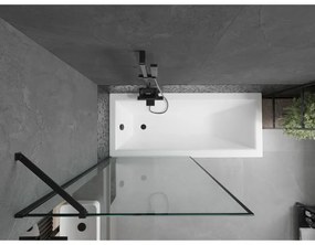 Mexen Next, vaňová zástena 1-krídlová 90 x 150 cm, fixné krídlo, 6 mm číre sklo s čiernym vzorom, čierny profil, 895-090-000-00-70-70