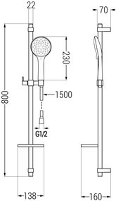 Mexen sprchový set DQ74, čierna, 785744581-70