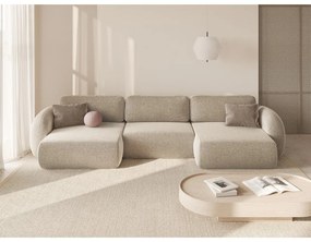 Béžová ženilková rozkladacia/s úložným priestorom rohová pohovka (do tvaru "U") Tonale – Cosmopolitan Design