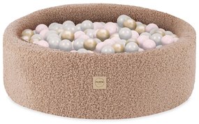 Suchý bazén pre deti fluffy 90 x 30 + 200 loptičiek - pre dievčatko - béžová
