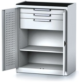 Dielenská skriňa MECHANIC, 1170x920x500 mm, 2 police, 2 zásuvky, sivé dvere