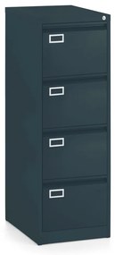 Kovová kartotéka A4 - 4 zásuvky, 45,5 x 62 x 132 cm, cylindrický zámok, antracitová - ral 7016