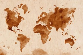 Obraz stará mapa sveta v sépiovom prevedení