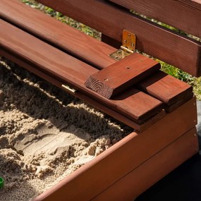 SPRINGOS Uzavreté drevené pieskovisko s lavičkami 120x120 cm – impregnované drevo, s plachtou a netkanou textíliou SBP120SET02