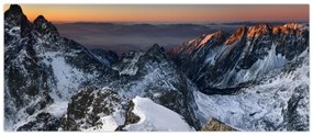 Obraz - Východ slnka v horách (120x50 cm)