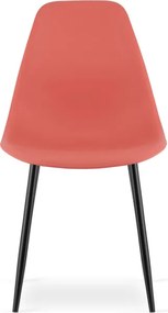 Set troch jedálenských stoličiek WAT korálový - čierne nohy (3 ks)