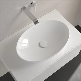 VILLEROY &amp; BOCH Loop &amp; Friends oválne umývadlo na dosku bez otvoru, bez prepadu, 560 x 380 mm, biela alpská, s povrchom CeramicPlus, 4A4701R1