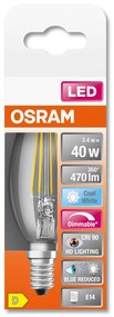 LED žiarovka E14 B35 CL 3,4W = 40W 470lm 4000K Neutrálne 300° CRI90 Vlákno OSRAM SUPERSTAR+ Stmievateľné