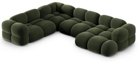 Zelená zamatová rohová pohovka (ľavý roh/do tvaru "U") Loretto – Cosmopolitan Design