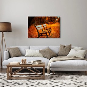 Obraz lavičky v jeseni (90x60 cm)
