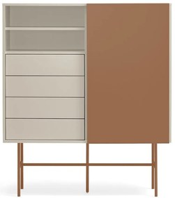 Vysoká komoda s posuvnými dverami v béžovo-tehlovej farbe 120x140 cm Nube – Teulat