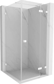 Mexen Lunar T, výklopný sprchový kút pravý 90 x 90 cm, 8mm číre sklo, biely profil, 834T-090-090-20-00-P