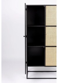 Čierna ratanová vysoká komoda 70x145 cm Guuji - White Label