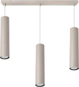 Závesné svietidlo Tuba, 3x béžové kovové tienidlo