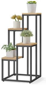 Stojan na kvety so štyrmi policami - dub / čierne nohy