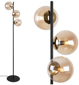 Stojacia lampa Paris, 3x medové sklenené tienidlo, B/G