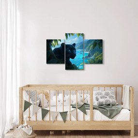 Obraz - Čierny panter v džungli (90x60 cm)