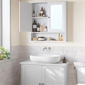 Kúpeľňová skrinka s dvojitými zrkadlovými dvierkami, biela