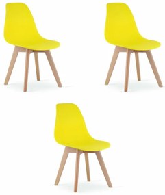 Set troch jedálenských stoličiek KITO žlté / naturálne nohy (3 ks)