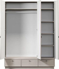 Šatníková skriňa Lorini 150 cm - kašmírová / čierne úchytky T