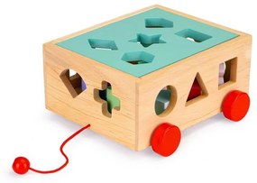 ECOTOYS Detská drevená edukačná vkladačka s kockami Trolley