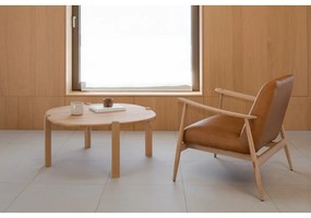 Okrúhly konferenčný stolík z dubového dreva v prírodnej farbe ø 100 cm Kulin – Gazzda