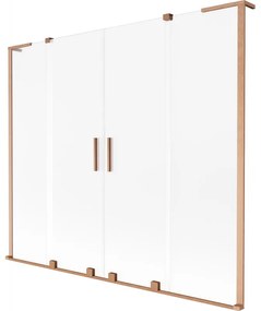 Mexen Velar L Duo, 2-krídlová posuvná vaňová zástena 200 x 150 cm, 8mm sklo námraza, medená matná, 896-200-003-32-65