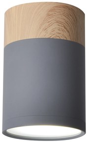 CLX Stropné reflektory EMILIA-ROMAGNA, 1xGU10, 15W, 6,8x10cm, okrúhle, sivé, imitácia dreva