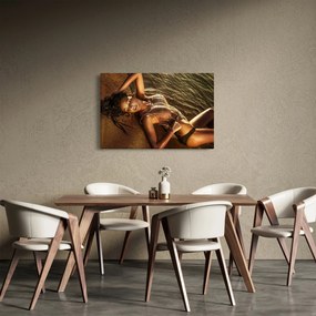 Obraz ženy ležiacej na pláži (90x60 cm)