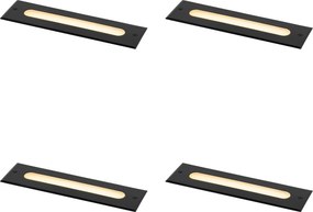 Sada 4 moderných zemných bodových svetiel čierna 30 cm vrátane LED IP65 - Eline