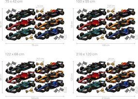 Farebné formule F1 automobilové nálepky na stenu hárok 75 x 42 cm