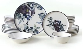 Jedálenská súprava 24 ks biela/modrá/keramika