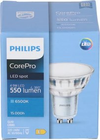 SADA 10x GU10 LED žiarovka PHILIPS 4,9W 550lm - studená biela