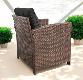 Set dvoch záhradných kresiel z technoratanu SFS020-SC - hnedé + sivé vankúše