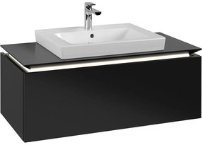 VILLEROY &amp; BOCH Legato závesná skrinka pod umývadlo (umývadlo v strede), 1 zásuvka, s LED osvetlením, 1000 x 500 x 380 mm, Black Matt Lacquer, B680L0PD