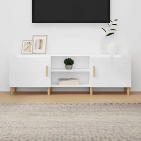 TV stolík lesklý biely 150x30x50 cm spracované drevo