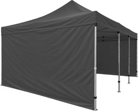 Rozkladací stan 6x4m - hliníkový hexagon, Čierna