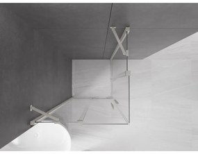 Mexen Velar Duo, sprchový kút s posuvnými dverami 80 x 80 cm, 8mm číre sklo, brúsená oceľ, 871-080-080-02-97