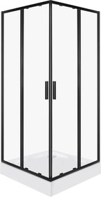 Novoterm Štvorcový sprchový kút NV-Solid SQ BL 90, čierny/transparent - bez vaničky