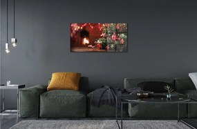 Sklenený obraz Vianočný strom ozdoby svetla darčeky 125x50 cm