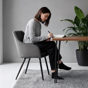 Sada dvoch jedálenských stoličiek DIAMANT zamatové, grafitové / čierne nohy (2 ks)