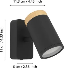Eglo 300001 - Kúpeľňové nástenné bodové svietidlo CONSUMA 1xGU10/3W/230V IP44 čierna/béžová