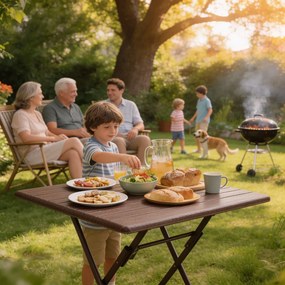 Garden Line SKLADACÍ TURISTICKÝ STÔL 61,5 x 61,5 x 73 CM HNEDÝ