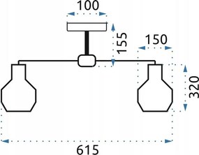 Toolight - Závesné kovové stropné svietidlo 3-ramenné 3xE27 60W APP734-3C, čierna, OSW-08763