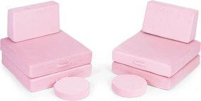 DIY veľká skladacia modulárna pohovka pre deti 8 mäkkých vankúšov - ružová ECOTOYS