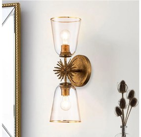 Quoizel STARING-2WB-DG-CLEAR - Nástenné svietidlo STARING 2xE27/40W/230V medené