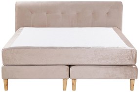Kontinentálna zamatová posteľ 160 x 200 cm béžová MARQUISE Beliani