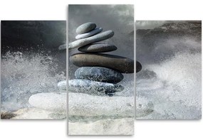 Obraz na plátně třídílný Kameny Zen Mořské vlny - 150x100 cm