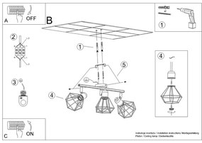 Čierne stropné svietidlo ø 10 cm Varpu – Sollux