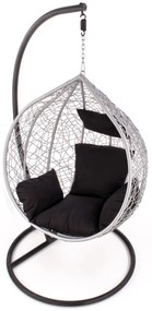 Závesné hojdacie kreslo EGGY šedé/čierne